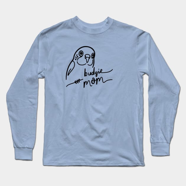 Budgie Mom Line Art Long Sleeve T-Shirt by ravensart